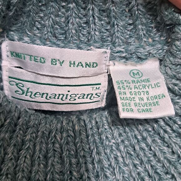 Vintage Shenanigans Hand Knitted Sweater Crochet Y2K Grannycore Preppy Medium - Picture 5 of 15